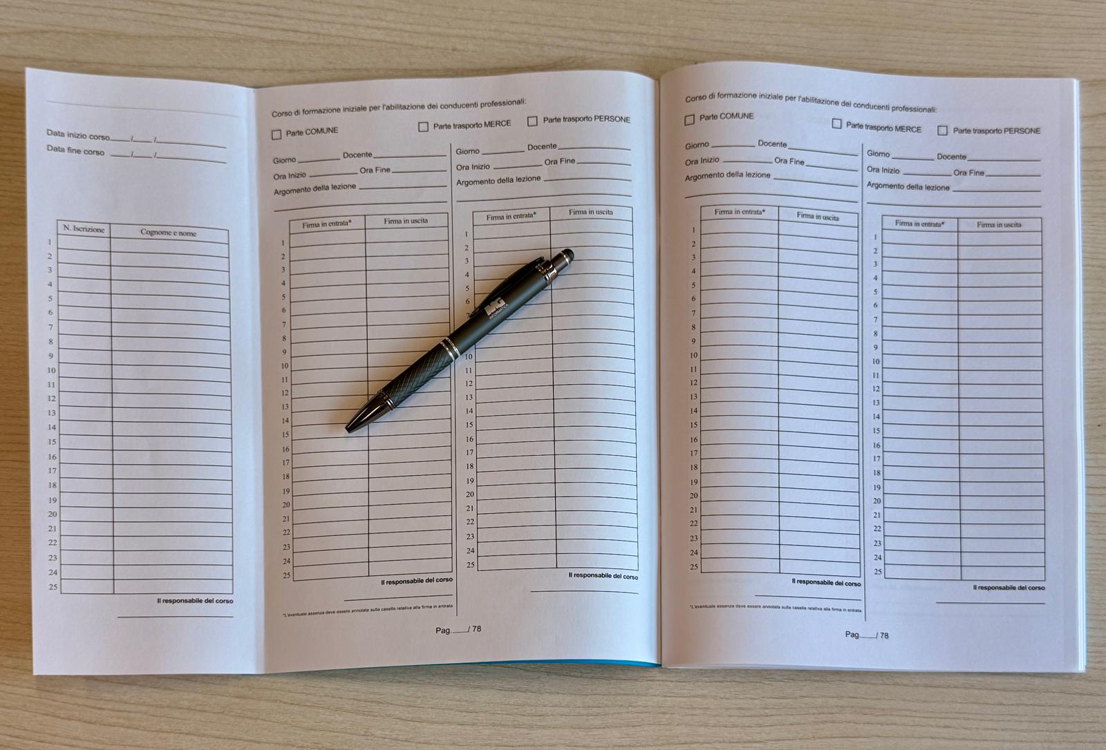 Registro di Frequenza al Corso di Formazione Iniziale CQC - TEORIA