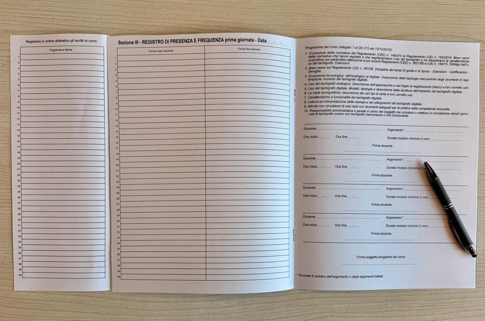 Registro iscrizione - frequenza tachigrafo